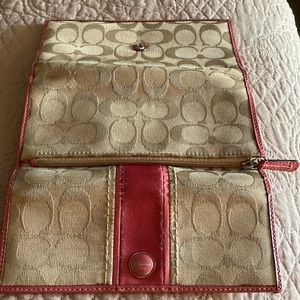 Pink canvas/ leather wallet Coach